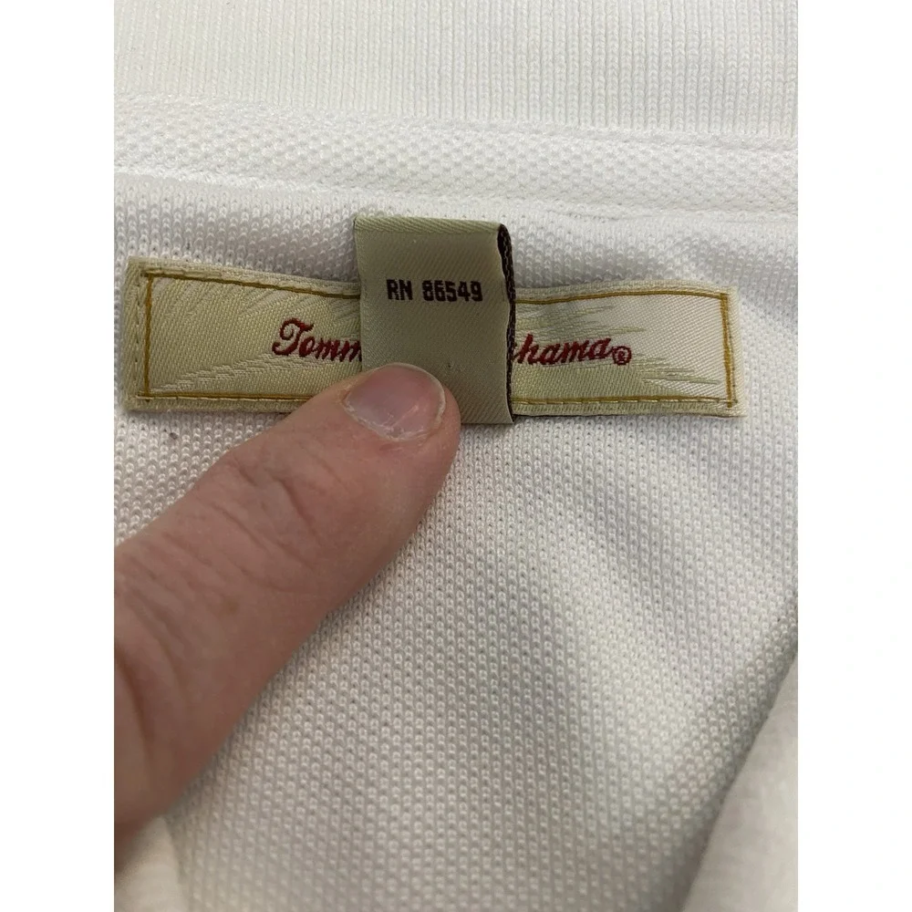 Tommy Bahama Polo Shirt XL‎ White 1/4 Zip Short Sleeve Pima Cotton Casual